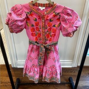 Tea Collection Girls' Pink Floral Puff-Sleeve Dress